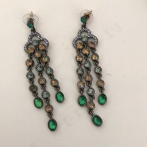 Fabulous gunmetal multicolored gemstone earrings